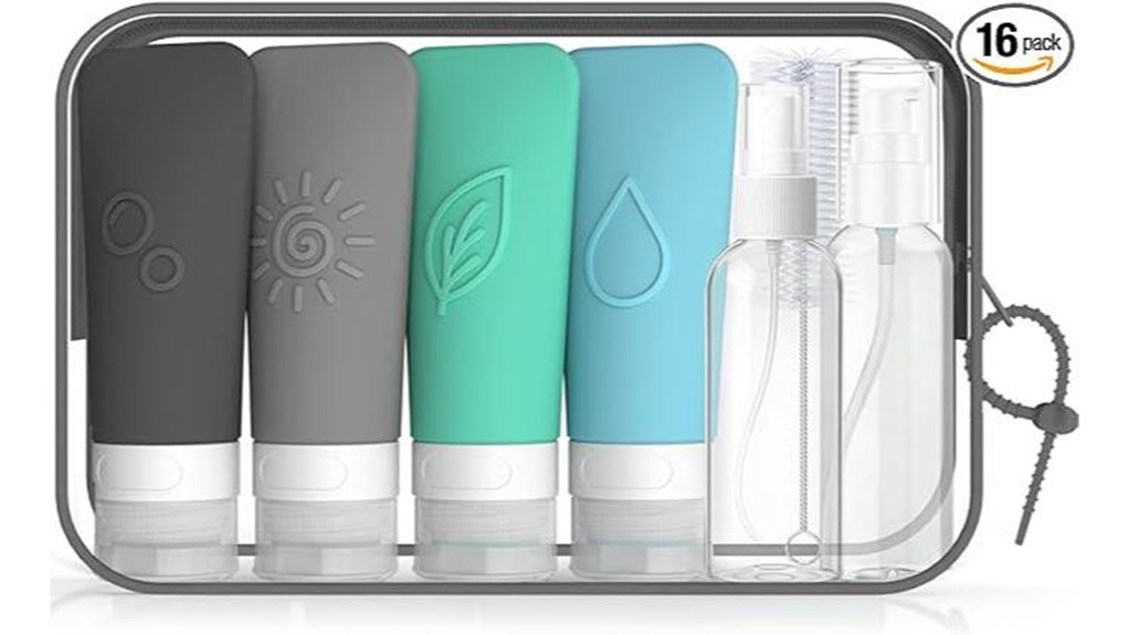 tsa approved 16 piece silicone travel set