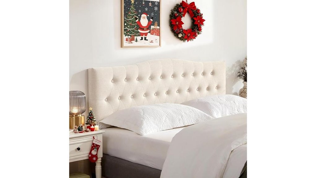 tufted beige adjustable queen headboard