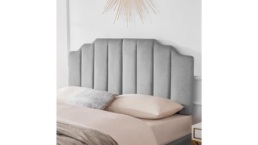tufted soft grey king headboard