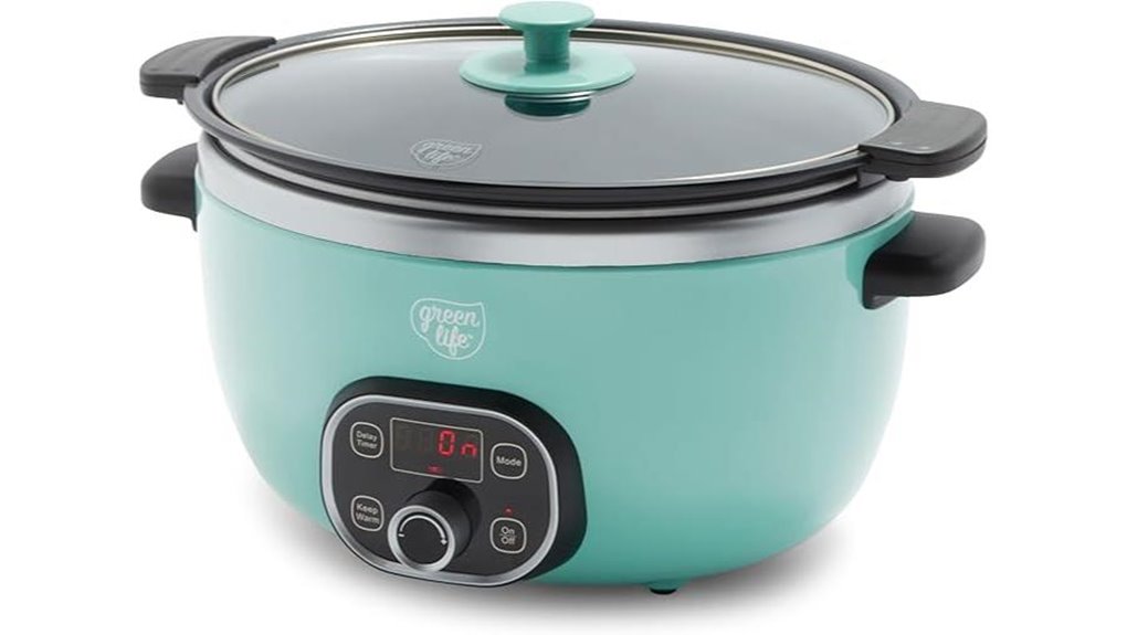 turquoise 6qt programmable ceramic slowcooker