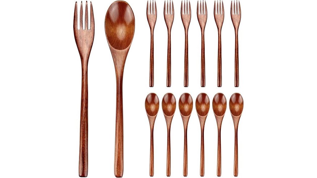 twelve piece wooden mini cutlery