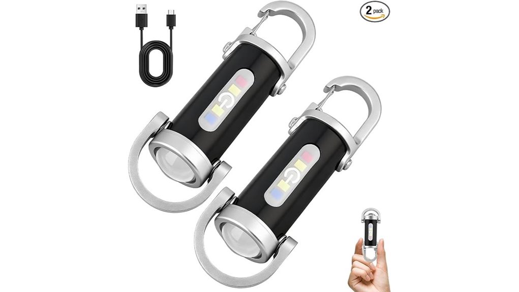 two 1200lm rechargeable keychain flashlights
