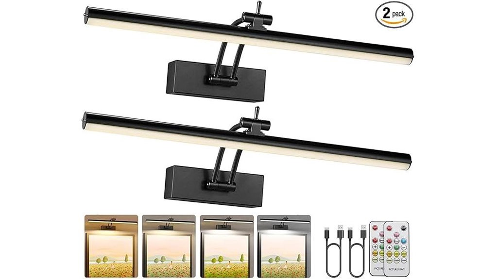 two 16 battery picture lights