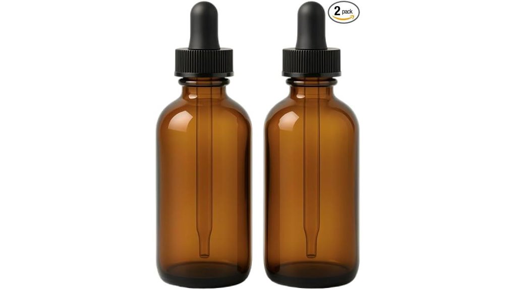 two 4oz amber droppers