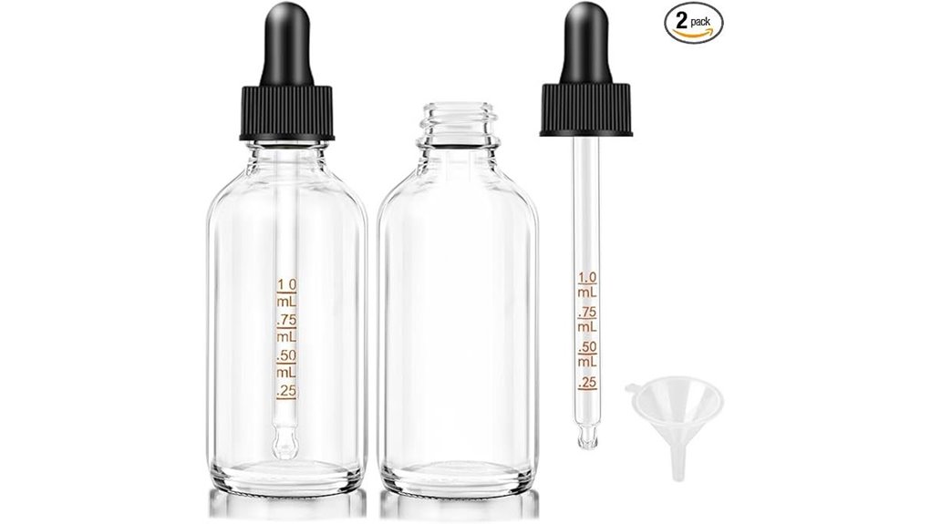two ounce glass dropper bottles
