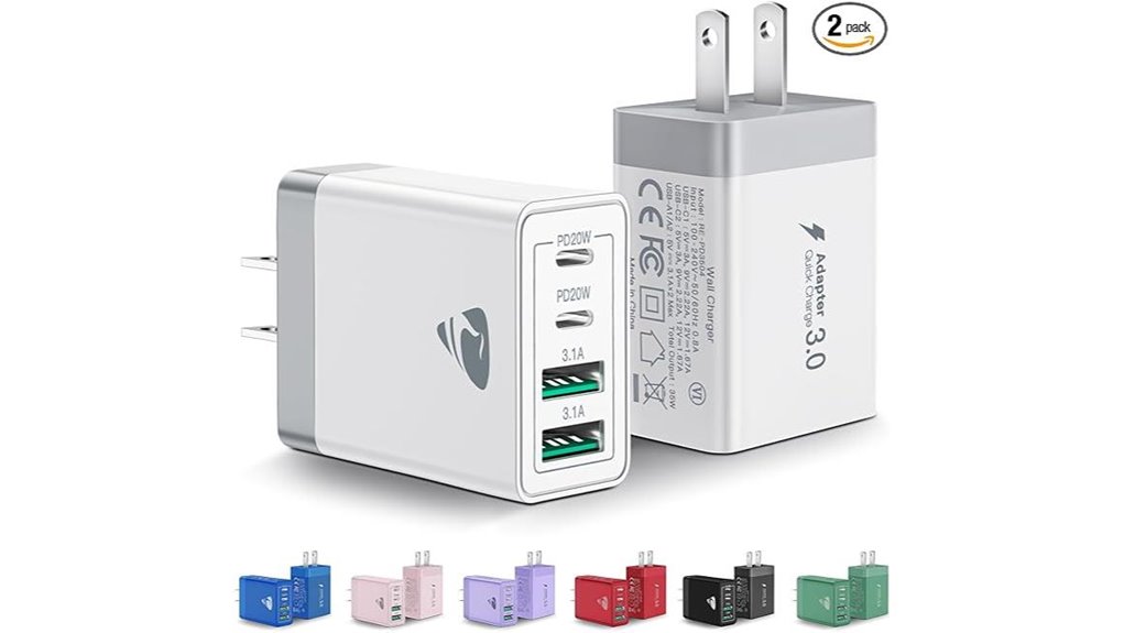 two pack 40w usb c wallcharger