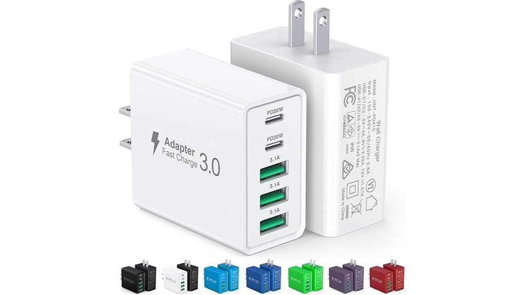 two pack 60w five port charger