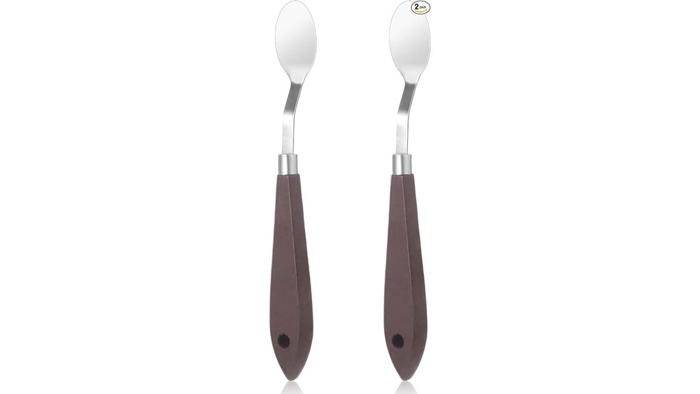 two stainless steel palette knives