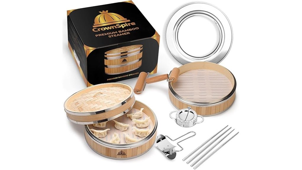 two tier bamboo steamer with silicone