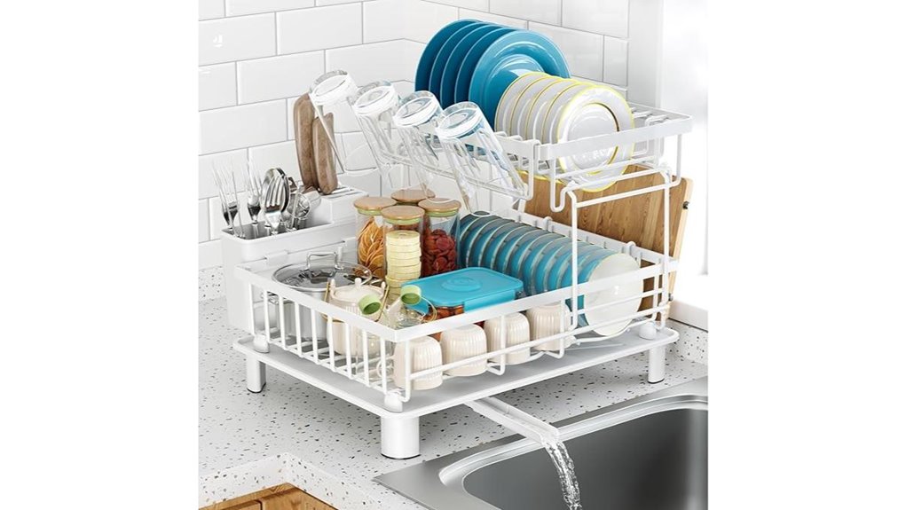 two tier compact dish rack