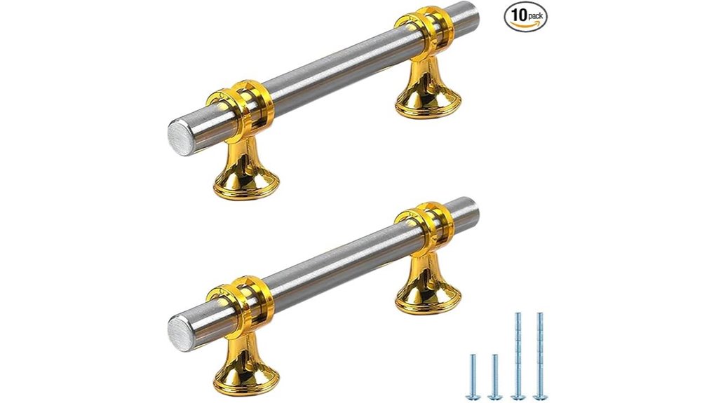 two tone silver gold drawer pulls