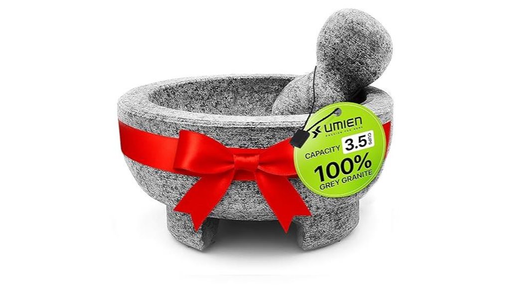 umien eight inch granite mortar and pestle