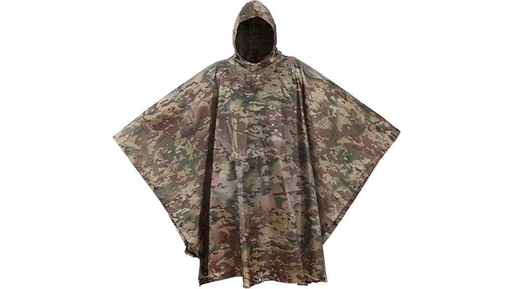 usgi ripstop camouflage rain poncho