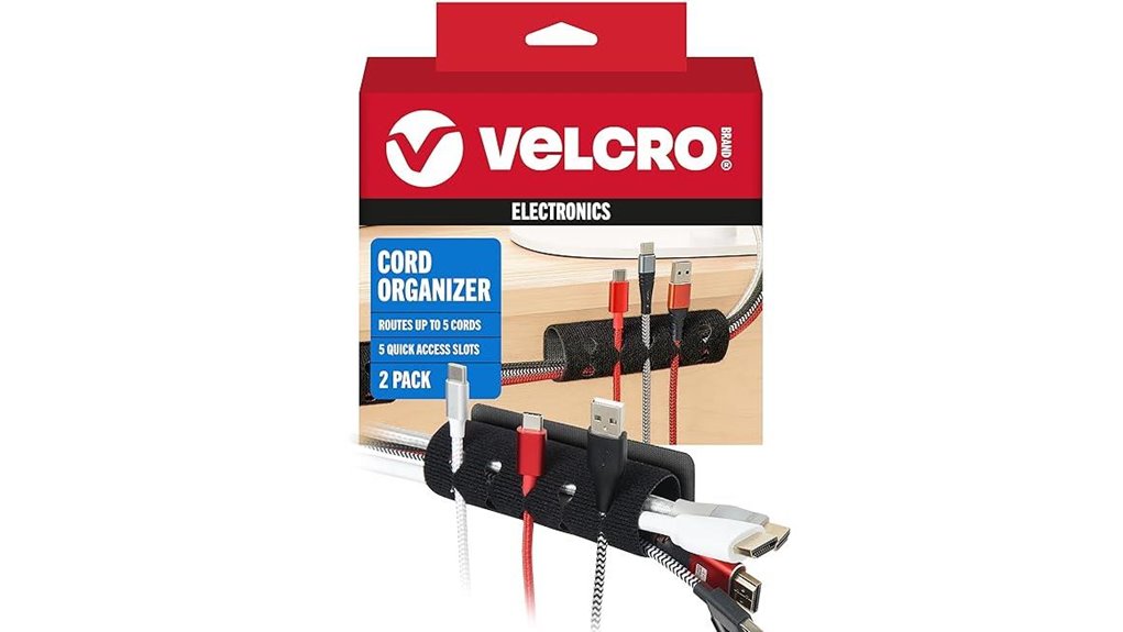 velcro adhesive five slot cord organizer