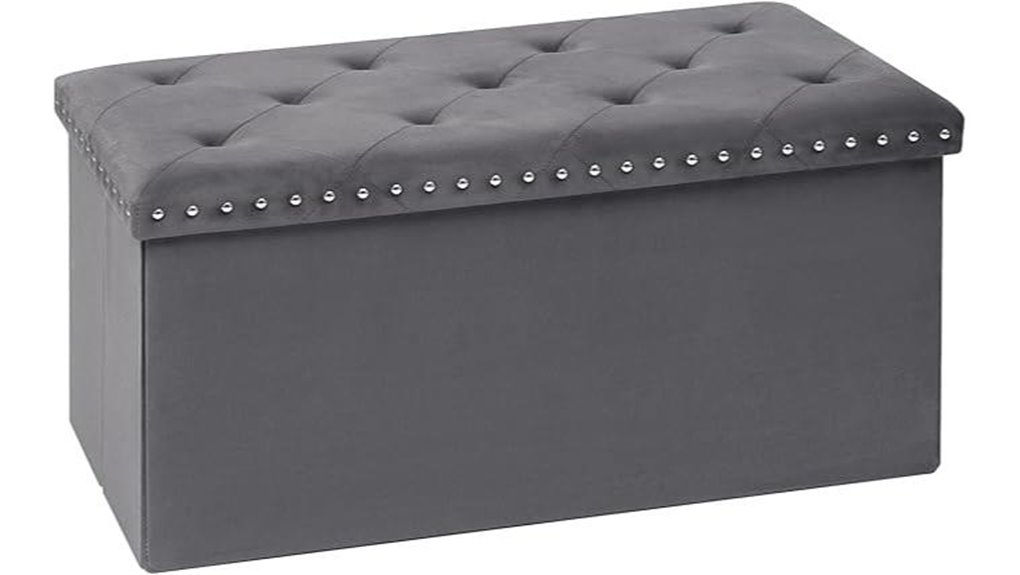velvet riveted storage ottoman bench