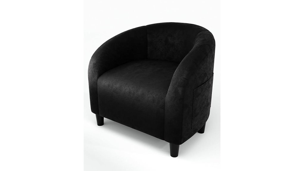 velvet upholstered barrel accent chair