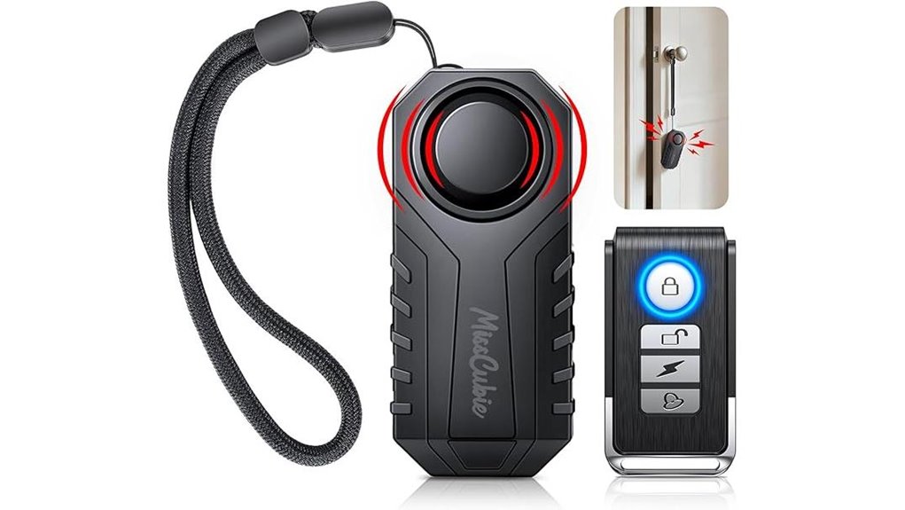 vibration activated 113db door handle alarm