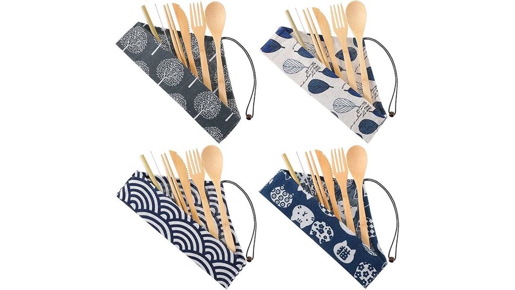 vintage bamboo travel cutlery sets