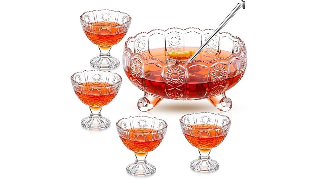 vintage crystal punch bowl set
