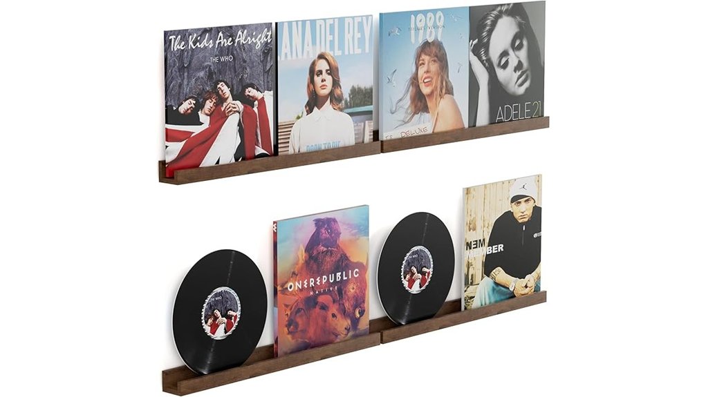 walnut floating vinyl record shelves