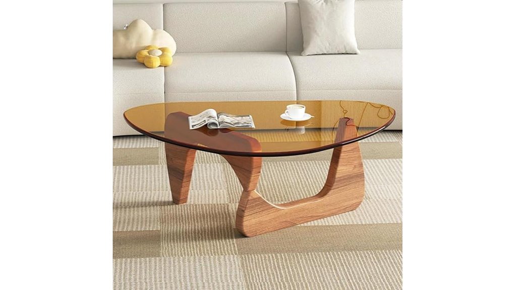 walnut mid century glass coffee