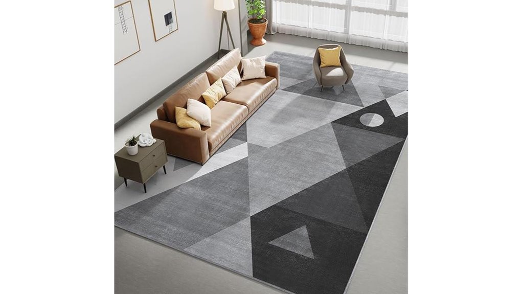 washable grey geometric 5x7 rug