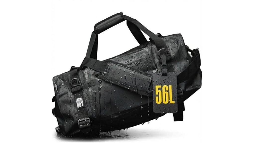 waterproof 56l duffle backpack
