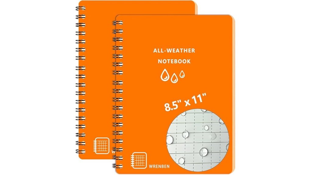 waterproof orange spiral notebooks