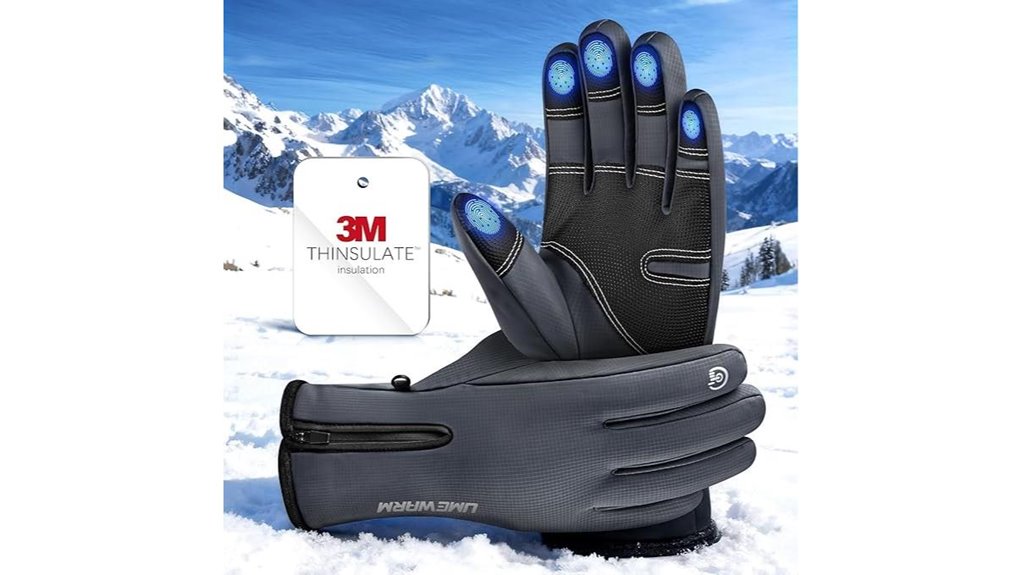 waterproof touchscreen winter ski gloves