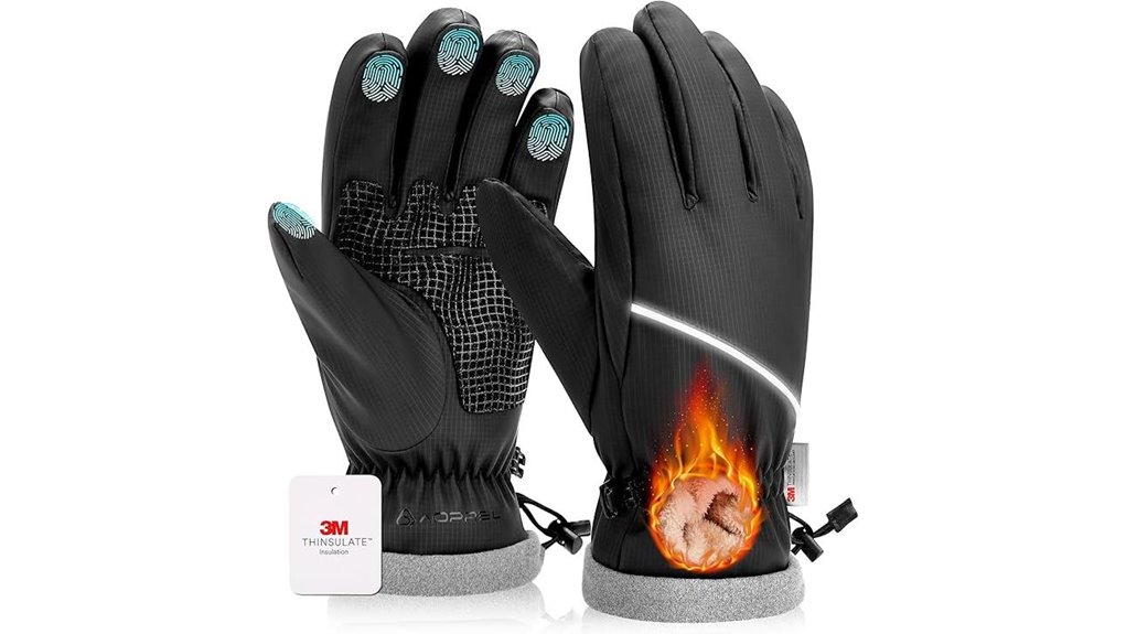 waterproof warm touchscreen ski gloves