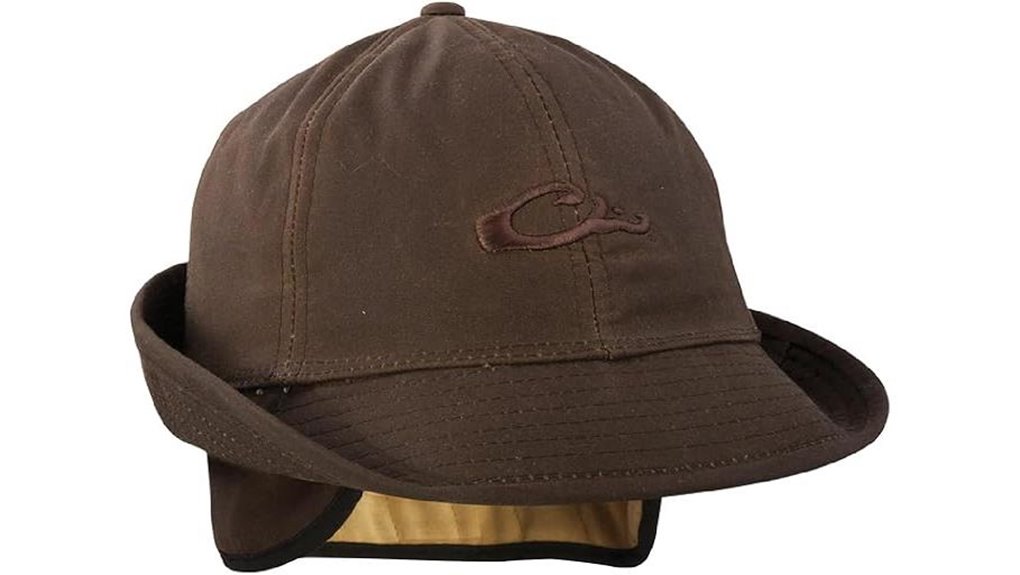 waxed canvas hunting hat with flaps