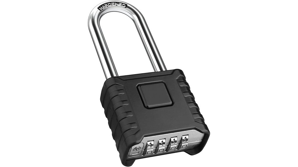 weatherproof long shackle combination padlock