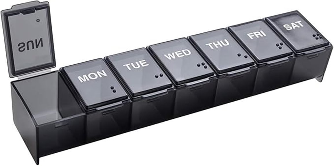 weekly 7 day black pill organizer