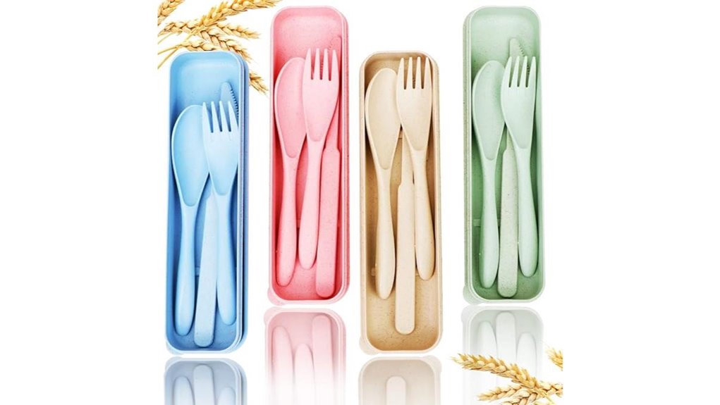 wheat straw reusable travel utensil set