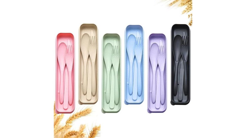 wheat straw reusable travel utensil set