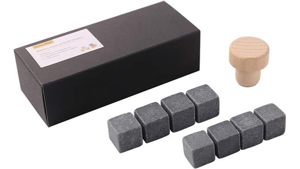 whiskey stones and bottle stopper