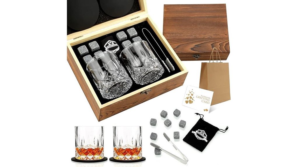 whiskey stones and glasses set