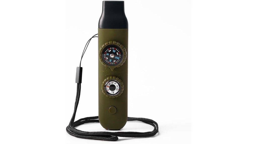 whistle with compass thermometer
