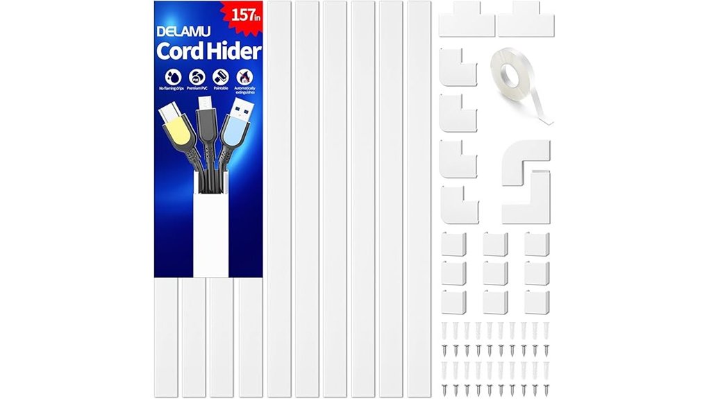 white 157 inch cable raceway kit