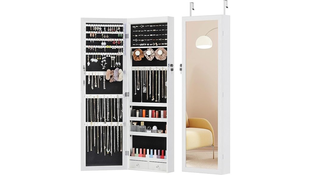 white 47 2 mirrored jewelry armoire