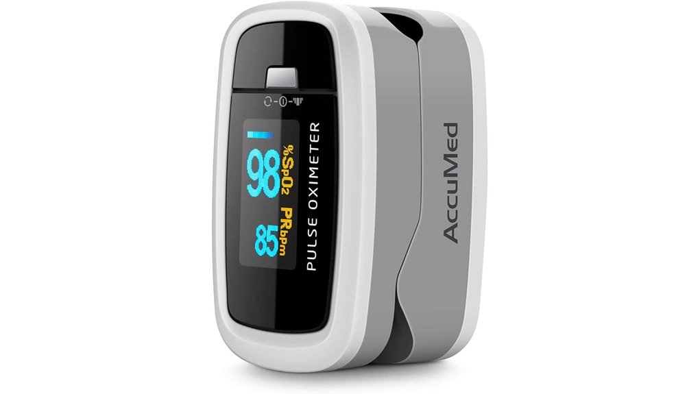 white accumed fingertip pulse oximeter