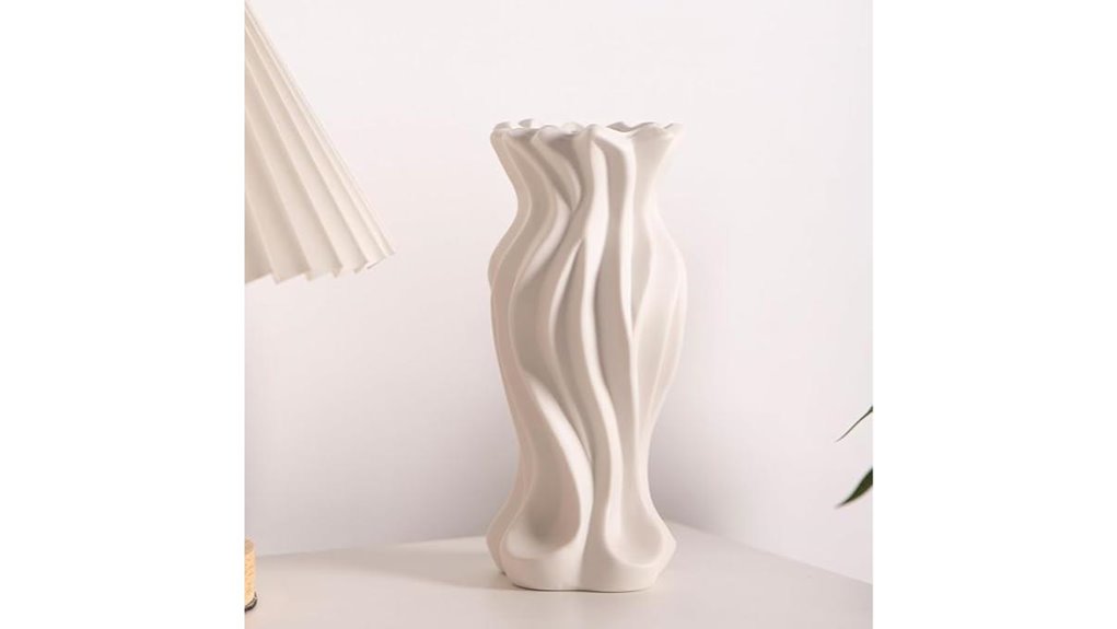 white ceramic decorative flower vase