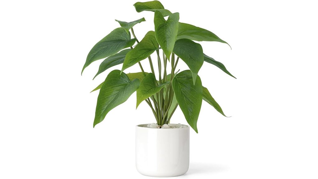 white ceramic potted fauxplant