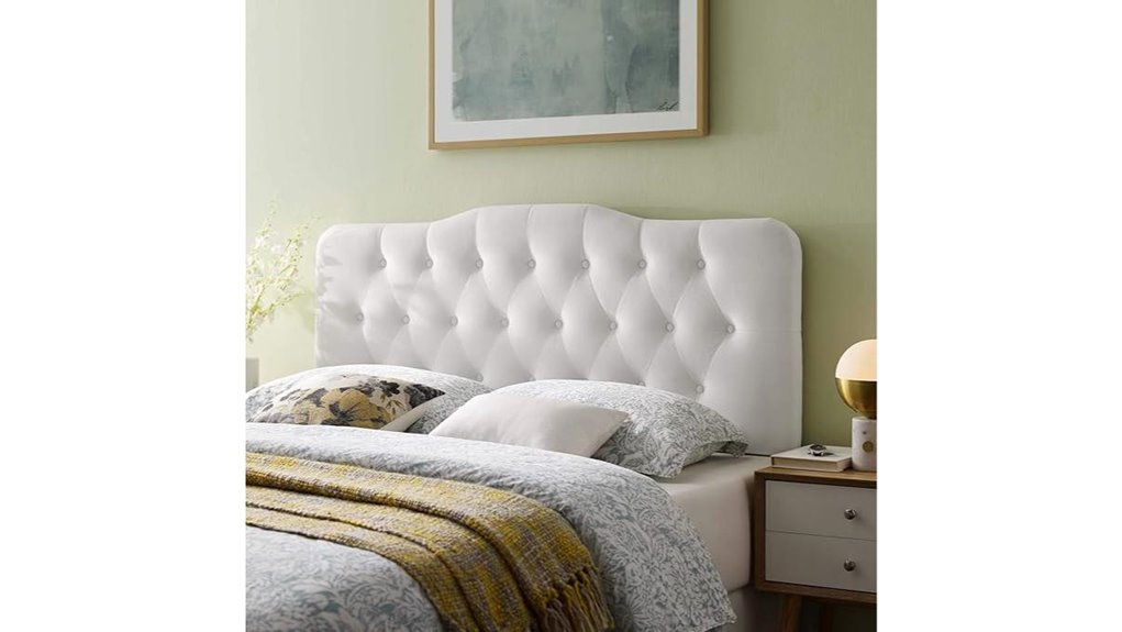 white diamond tufted velvet headboard