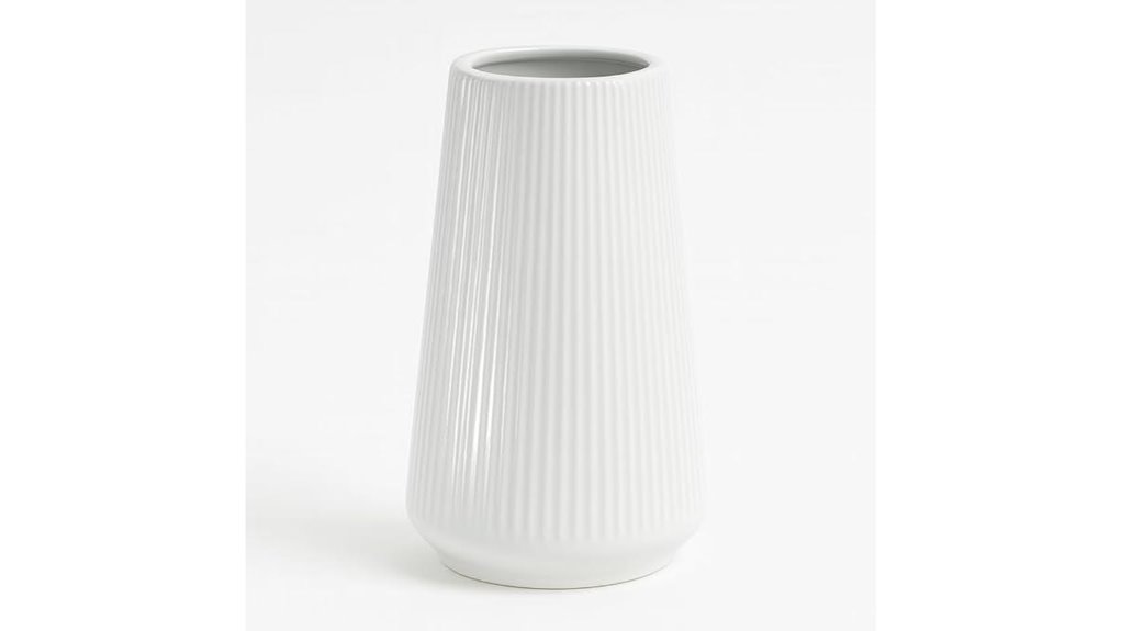white frosted ceramic flower vase