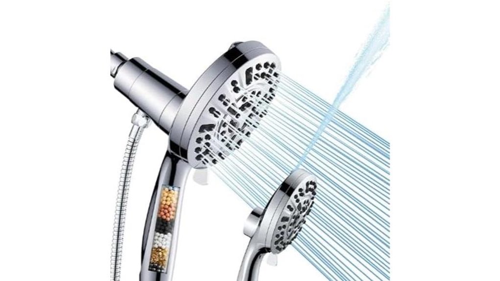 white handheld high pressure filtered showerhead