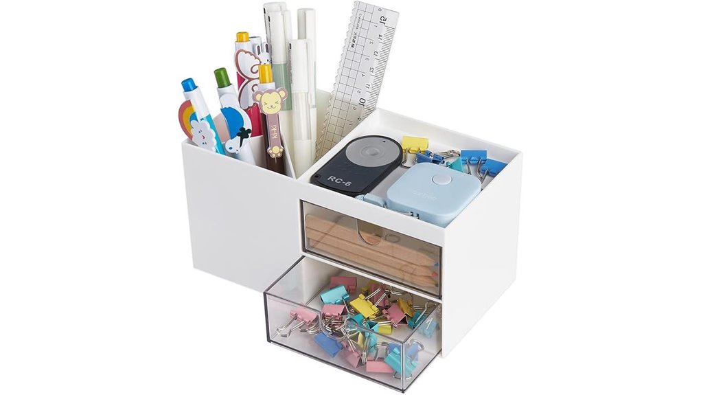 white leture desk organizer with drawer