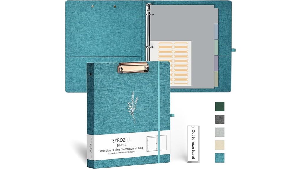 white linen three ring binder