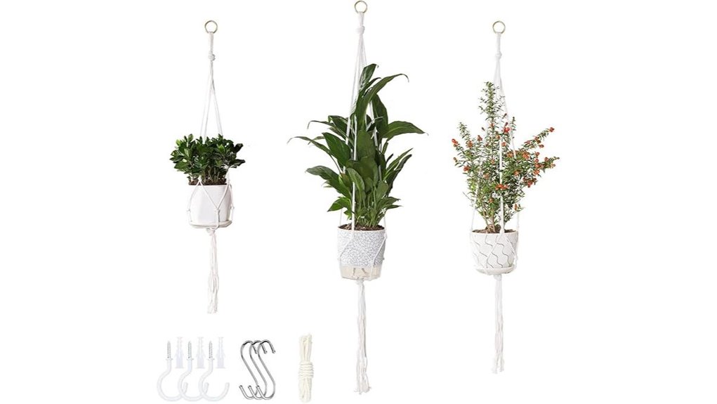 white macrame plant hangers pack