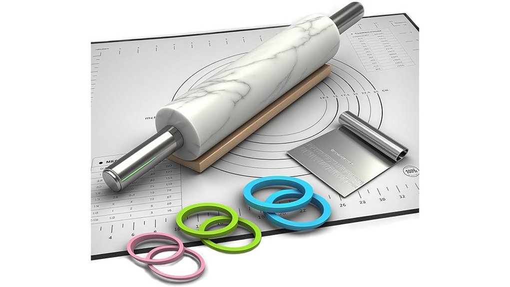 white marble rolling pin set